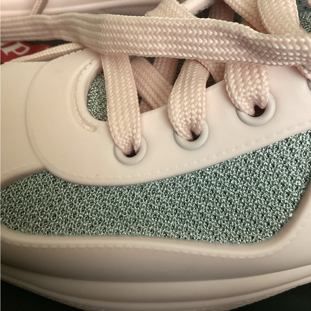 Prada Women's Pastel Pink and Silver Sneakers (soft rubber) - Picture 8 of 16